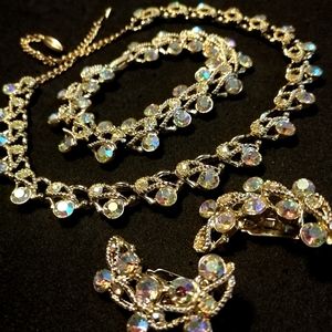 Vintage rainbow cut rhinestone 3 piece set - PRICE DROP